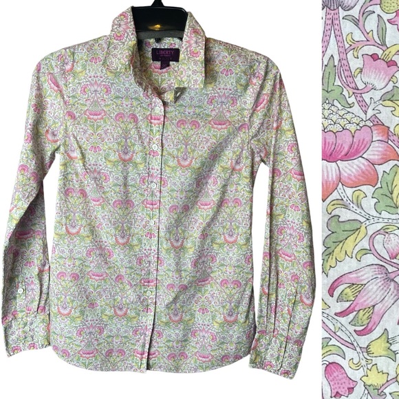 J. Crew Tops - J Crew Liberty London Lodden Pink Green Shirt 00